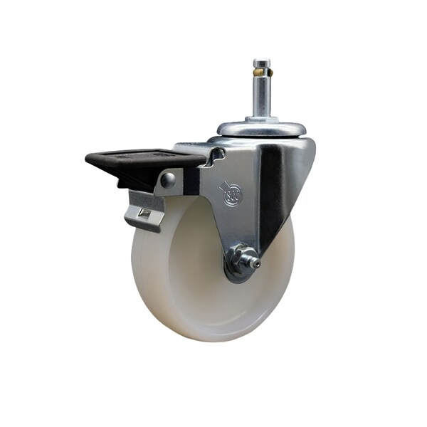 Service Caster 4 Nylon Wheel Swivel 7/16'' Grip Ring Stem Caster Brake SCC-GR20S414-NYS-PLB-716138 - main